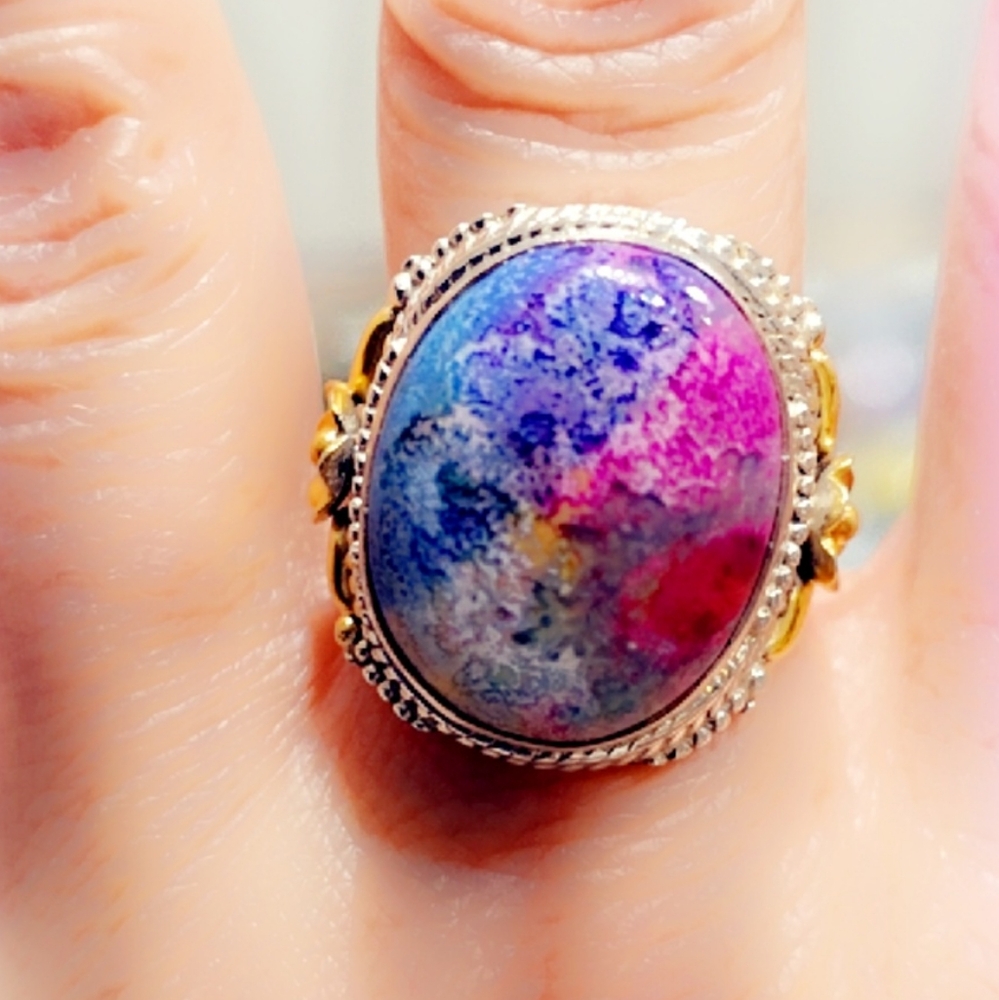 Crazy Lace Solid Sterling Silver Gemstone Ring - image 3